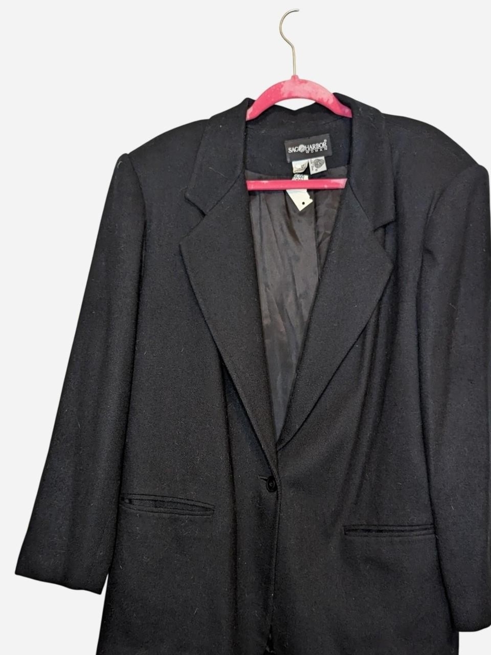 Vintage Sag Harbor 100% Pure Wool Black Oversized Blazer Jacket Plus 18W